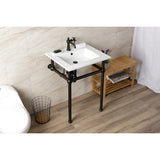 Fauceture 25-Inch Console Sink with Brass Legs (Single Faucet Hole)