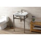 Fauceture 25-Inch Console Sink with Brass Legs (Single Faucet Hole)