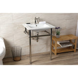 Fauceture 25-Inch Console Sink with Brass Legs (Single Faucet Hole)