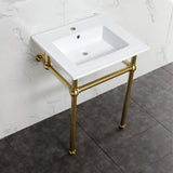 Fauceture 25-Inch Console Sink with Brass Legs (Single Faucet Hole)