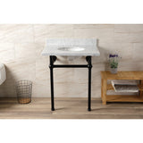 Templeton 30-Inch Carrara Marble Console Sink with Brass Legs (8-Inch, 3-Hole)