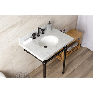 Fauceture 30-Inch Console Sink with Brass Legs (8-Inch, 3 Hole)