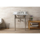 Templeton 30-Inch Carrara Marble Console Sink with Brass Legs (8-Inch, 3-Hole)