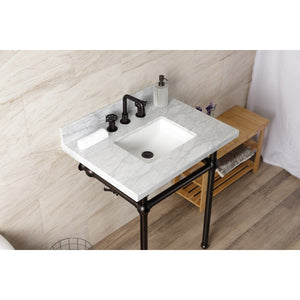 Fauceture 30-Inch Console Sink with Brass Legs (8-Inch, 3 Hole)