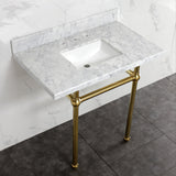 Fauceture 30-Inch Console Sink with Brass Legs (8-Inch, 3 Hole)