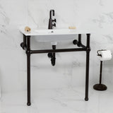 Fauceture 31-Inch Console Sink with Brass Legs (Single Faucet Hole)