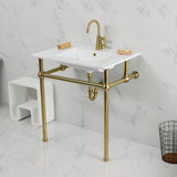 Fauceture 31-Inch Console Sink with Brass Legs (Single Faucet Hole)