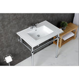 Fauceture 31-Inch Console Sink with Brass Legs (8-Inch, 3 Hole)