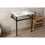 Fauceture 31-Inch Console Sink with Brass Legs (8-Inch, 3 Hole)