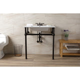 Fauceture 31-Inch Console Sink with Brass Legs (8-Inch, 3 Hole)