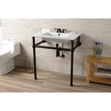 Fauceture 31-Inch Console Sink with Brass Legs (8-Inch, 3 Hole)