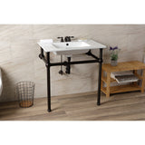 Fauceture 31-Inch Console Sink with Brass Legs (8-Inch, 3 Hole)