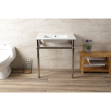 Templeton 31-Inch Ceramic Console Sink with Brass Legs (8-Inch, 3-Hole)