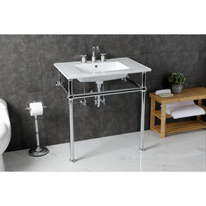 Fauceture 31-Inch Console Sink with Brass Legs (8-Inch, 3 Hole)