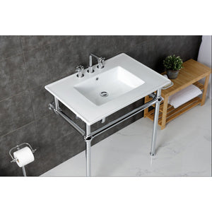 Fauceture 31-Inch Console Sink with Brass Legs (8-Inch, 3 Hole)