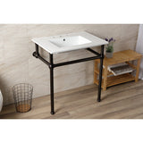 Fauceture 31-Inch Console Sink with Brass Legs (8-Inch, 3 Hole)