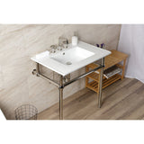 Templeton 31-Inch Ceramic Console Sink with Brass Legs (8-Inch, 3-Hole)