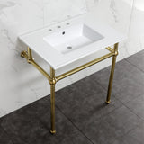 Fauceture 31-Inch Console Sink with Brass Legs (8-Inch, 3 Hole)