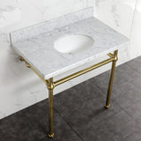 Fauceture 36-Inch Console Sink with Brass Legs (8-Inch, 3 Hole)