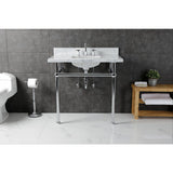 Fauceture 36-Inch Console Sink with Brass Legs (8-Inch, 3 Hole)