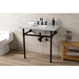 Fauceture 36-Inch Console Sink with Brass Legs (8-Inch, 3 Hole)