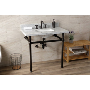 Fauceture 36-Inch Console Sink with Brass Legs (8-Inch, 3 Hole)