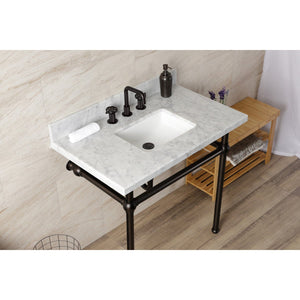 Fauceture 36-Inch Console Sink with Brass Legs (8-Inch, 3 Hole)