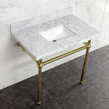 Fauceture 36-Inch Console Sink with Brass Legs (8-Inch, 3 Hole)