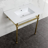 Templeton 37-Inch Ceramic Console Sink with Brass Legs (1-Hole)