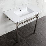 Fauceture 37-Inch Console Sink with Brass Legs (Single Faucet Hole)