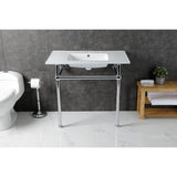 Fauceture 37-Inch Console Sink with Brass Legs (Single Faucet Hole)