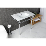 Templeton 37-Inch Ceramic Console Sink with Brass Legs (1-Hole)