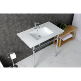 Templeton 37-Inch Ceramic Console Sink with Brass Legs (1-Hole)