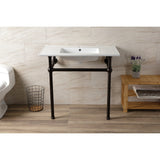 Fauceture 37-Inch Console Sink with Brass Legs (Single Faucet Hole)