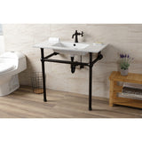 Templeton 37-Inch Ceramic Console Sink with Brass Legs (1-Hole)