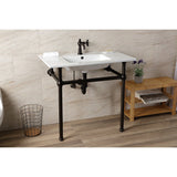 Fauceture 37-Inch Console Sink with Brass Legs (Single Faucet Hole)