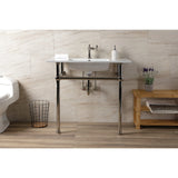 Templeton 37-Inch Ceramic Console Sink with Brass Legs (1-Hole)