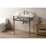 Templeton 37-Inch Ceramic Console Sink with Brass Legs (1-Hole)