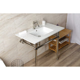 Templeton 37-Inch Ceramic Console Sink with Brass Legs (1-Hole)