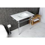 Templeton 37-Inch Ceramic Console Sink with Brass Legs (4-Inch, 3-Hole)