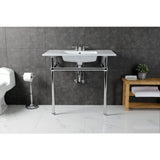 Templeton 37-Inch Ceramic Console Sink with Brass Legs (4-Inch, 3-Hole)