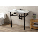 Fauceture 37-Inch Console Sink with Brass Legs (4-Inch, 3 Hole)