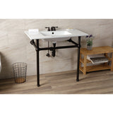 Fauceture 37-Inch Console Sink with Brass Legs (4-Inch, 3 Hole)