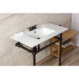 Fauceture 37-Inch Console Sink with Brass Legs (4-Inch, 3 Hole)