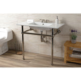 Fauceture 37-Inch Console Sink with Brass Legs (4-Inch, 3 Hole)