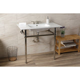 Templeton 37-Inch Ceramic Console Sink with Brass Legs (4-Inch, 3-Hole)