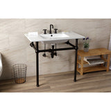 Templeton 37-Inch Ceramic Console Sink with Brass Legs (8-Inch, 3-Hole)