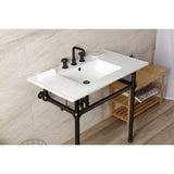 Templeton 37-Inch Ceramic Console Sink with Brass Legs (8-Inch, 3-Hole)