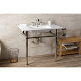 Templeton 37-Inch Ceramic Console Sink with Brass Legs (8-Inch, 3-Hole)