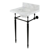 Fauceture 19-Inch Carrara Marble Console Sink with Brass Legs (4" Faucet Drillings)